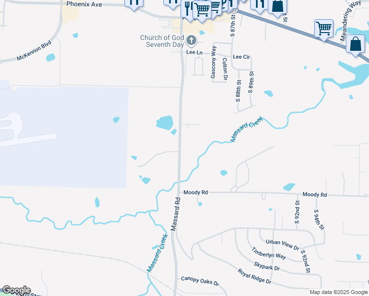 map of restaurants, bars, coffee shops, grocery stores, and more near 4701 Massard Road in Fort Smith