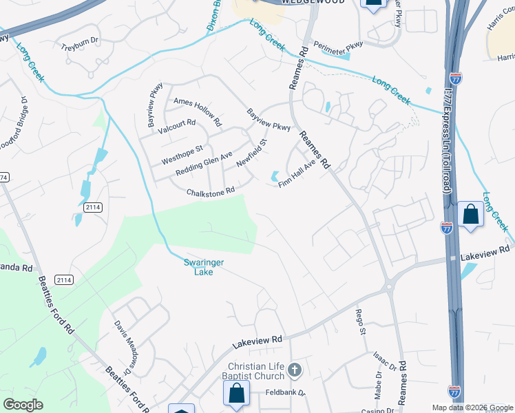 map of restaurants, bars, coffee shops, grocery stores, and more near 9040 Potomac Boulevard in Charlotte