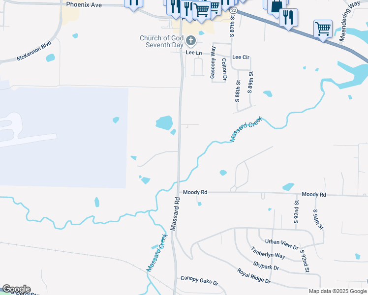map of restaurants, bars, coffee shops, grocery stores, and more near 4701 Massard Road in Fort Smith