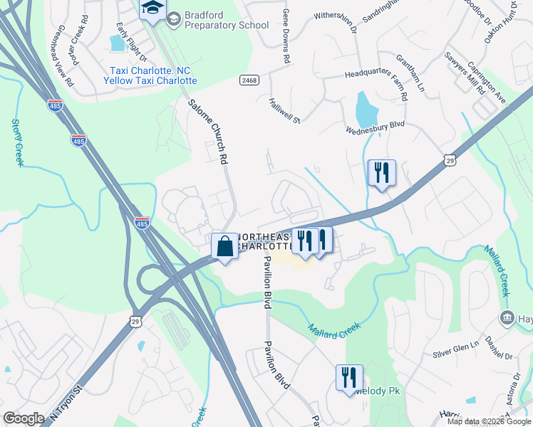 map of restaurants, bars, coffee shops, grocery stores, and more near 415 Lumsden Road in Charlotte