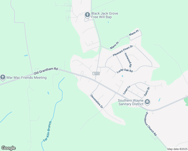 map of restaurants, bars, coffee shops, grocery stores, and more near 123 Black Jack Church Road in Goldsboro
