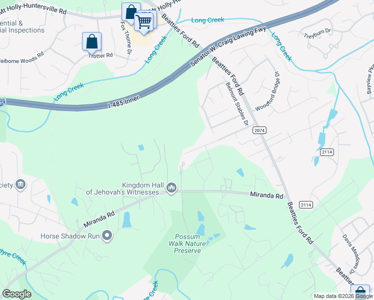 map of restaurants, bars, coffee shops, grocery stores, and more near 9230 Avery Meadows Drive in Charlotte