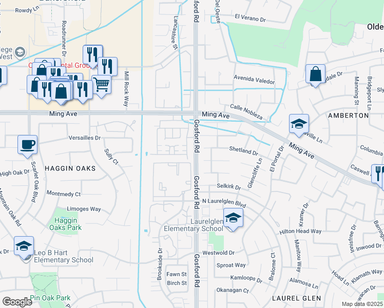 map of restaurants, bars, coffee shops, grocery stores, and more near 2004 Holt Rinehart Avenue in Bakersfield