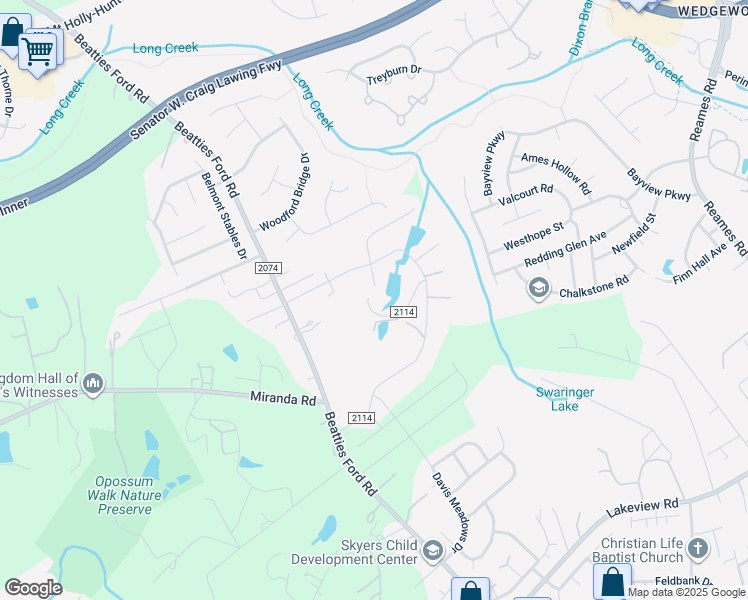 map of restaurants, bars, coffee shops, grocery stores, and more near 4642 McClure Road in Charlotte