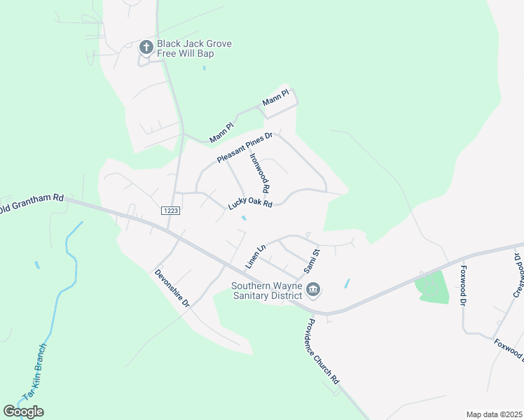 map of restaurants, bars, coffee shops, grocery stores, and more near 306 Lucky Oak Road in Goldsboro