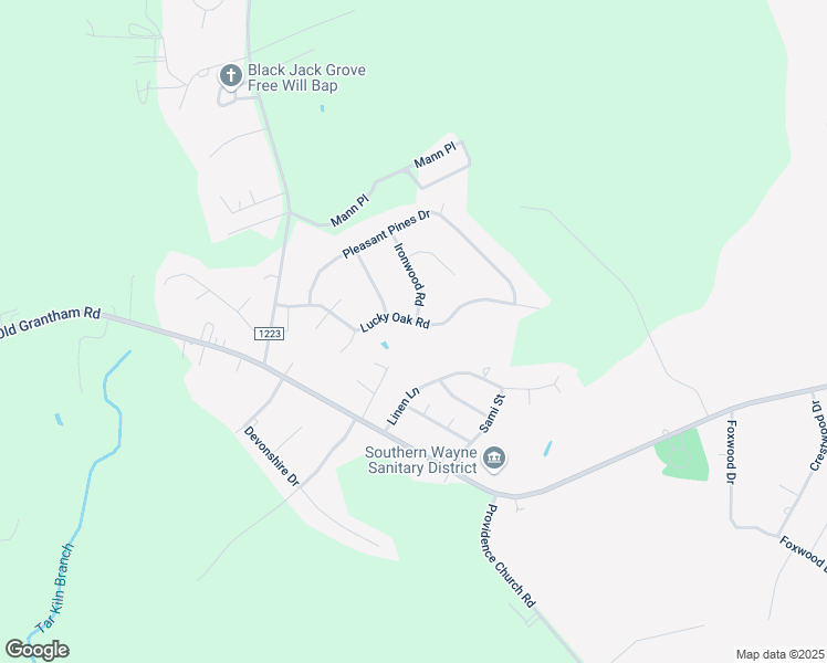 map of restaurants, bars, coffee shops, grocery stores, and more near 306 Lucky Oak Road in Goldsboro