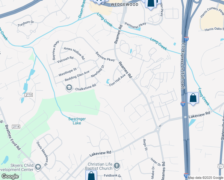 map of restaurants, bars, coffee shops, grocery stores, and more near 8020 Orwin Manor Lane in Charlotte