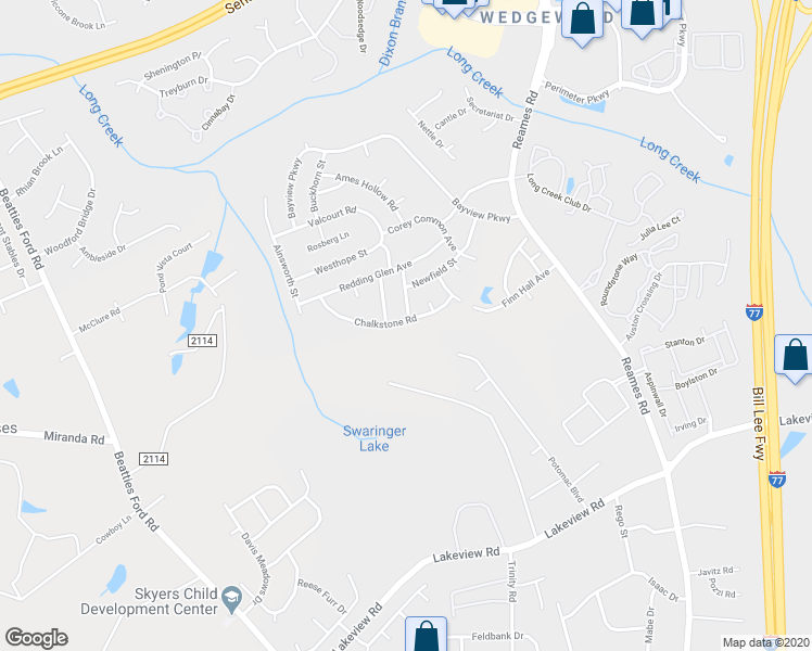 map of restaurants, bars, coffee shops, grocery stores, and more near 8854 Chalkstone Road in Charlotte