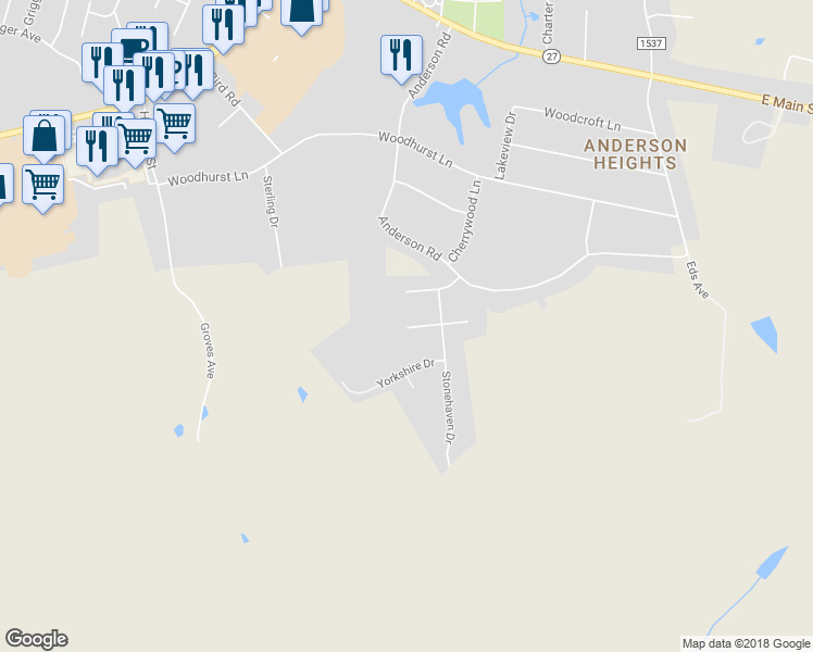 map of restaurants, bars, coffee shops, grocery stores, and more near 708 Lexington Drive in Albemarle