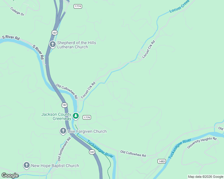 map of restaurants, bars, coffee shops, grocery stores, and more near 211 Purple Mountain Road in Sylva