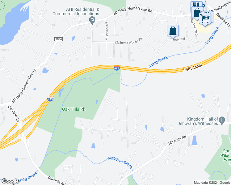 map of restaurants, bars, coffee shops, grocery stores, and more near 3034 Phillips Fairway Drive in Charlotte