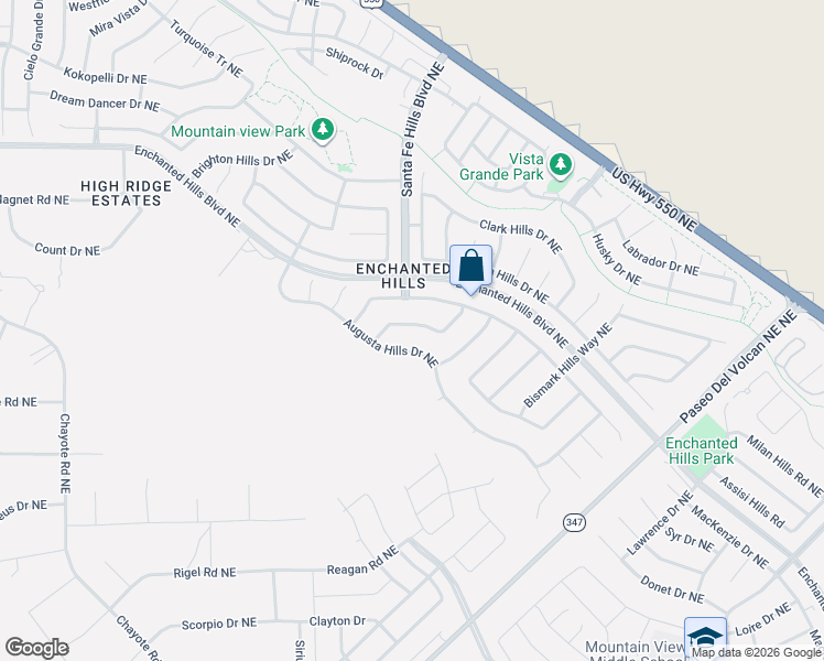 map of restaurants, bars, coffee shops, grocery stores, and more near 6924 Topeka Hills Drive Northeast in Rio Rancho