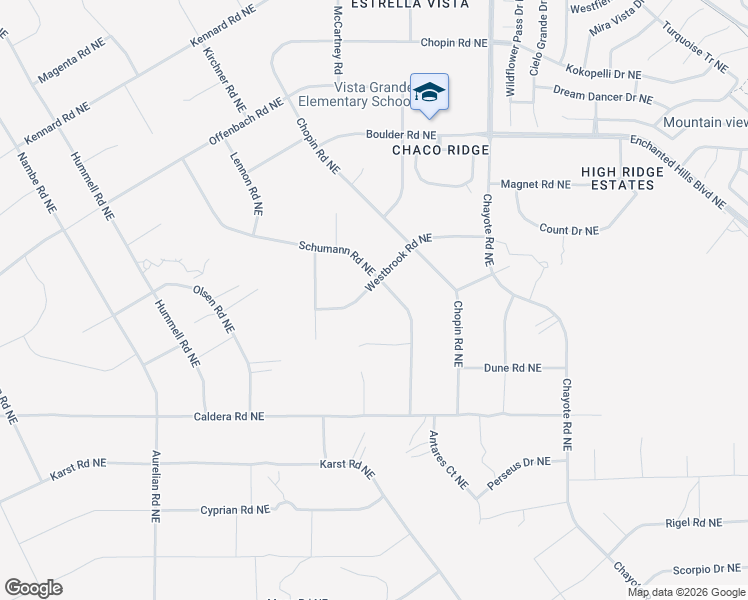 map of restaurants, bars, coffee shops, grocery stores, and more near Schumann Road Northeast in Rio Rancho