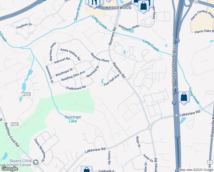map of restaurants, bars, coffee shops, grocery stores, and more near 7116 Finn Hall Avenue in Charlotte
