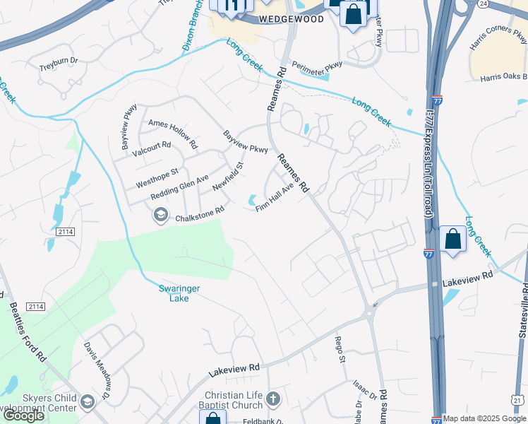 map of restaurants, bars, coffee shops, grocery stores, and more near 8020 Orwin Manor Lane in Charlotte