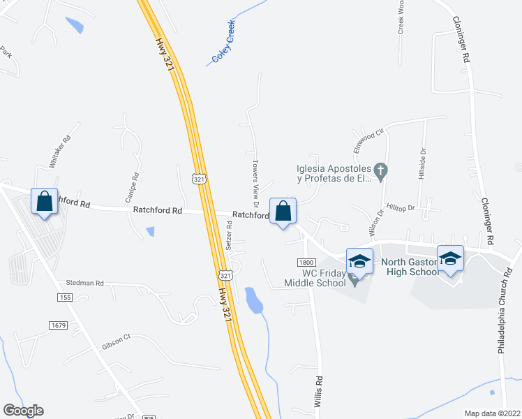 map of restaurants, bars, coffee shops, grocery stores, and more near 1418 Ratchford Road in Dallas
