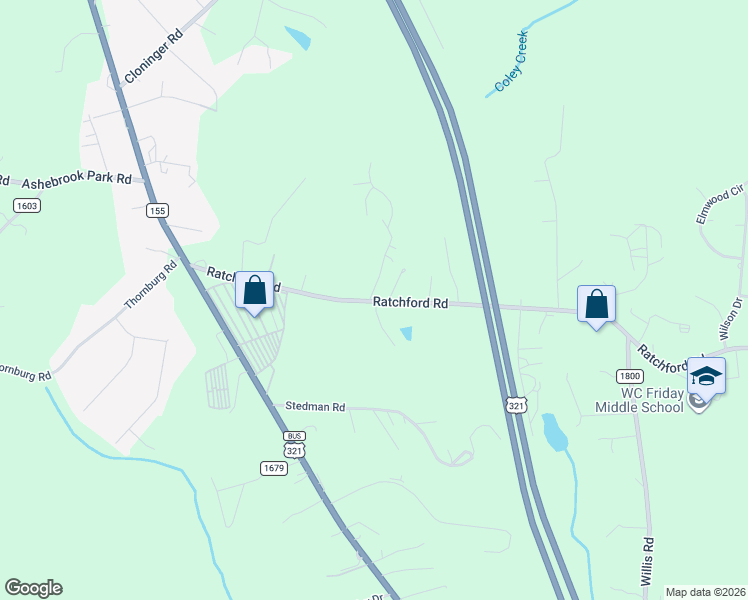 map of restaurants, bars, coffee shops, grocery stores, and more near 1805 Ratchford Road in Dallas