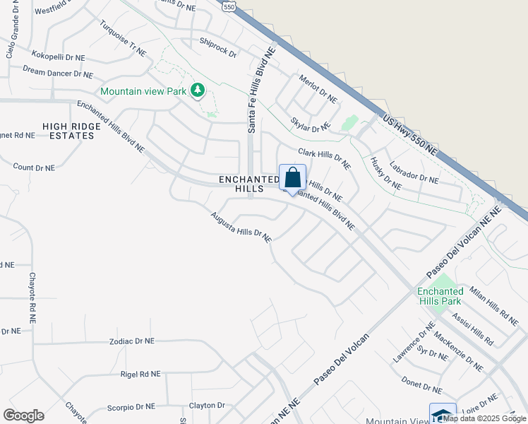 map of restaurants, bars, coffee shops, grocery stores, and more near 6937 Topeka Hills Drive Northeast in Rio Rancho