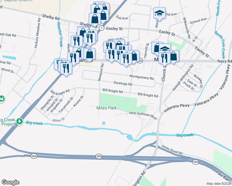 map of restaurants, bars, coffee shops, grocery stores, and more near 7714 Newport Road in Millington