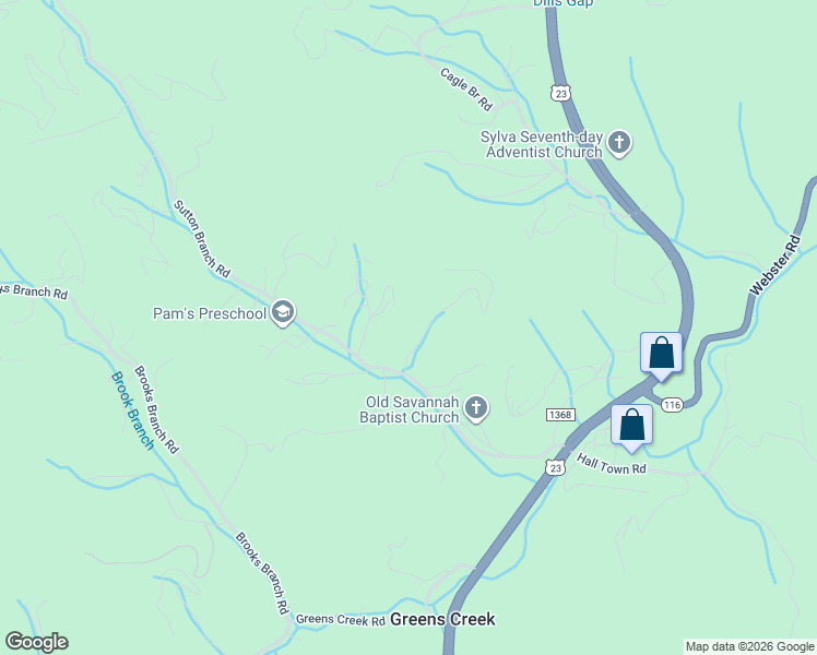 map of restaurants, bars, coffee shops, grocery stores, and more near 6 Phoenix Valley Drive in Sylva