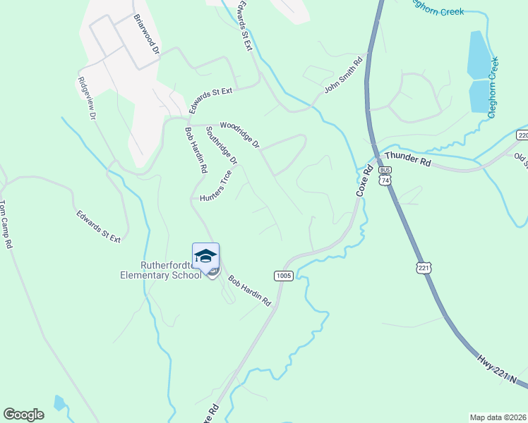 map of restaurants, bars, coffee shops, grocery stores, and more near 255 Hunters Trace in Rutherfordton