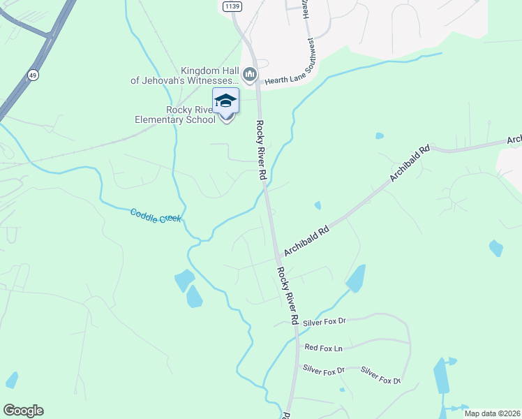 map of restaurants, bars, coffee shops, grocery stores, and more near 5730 Heron Point Place Southwest in Concord