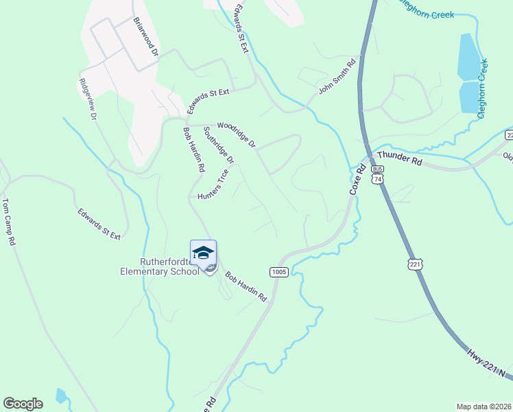 map of restaurants, bars, coffee shops, grocery stores, and more near 255 Hunters Trace in Rutherfordton