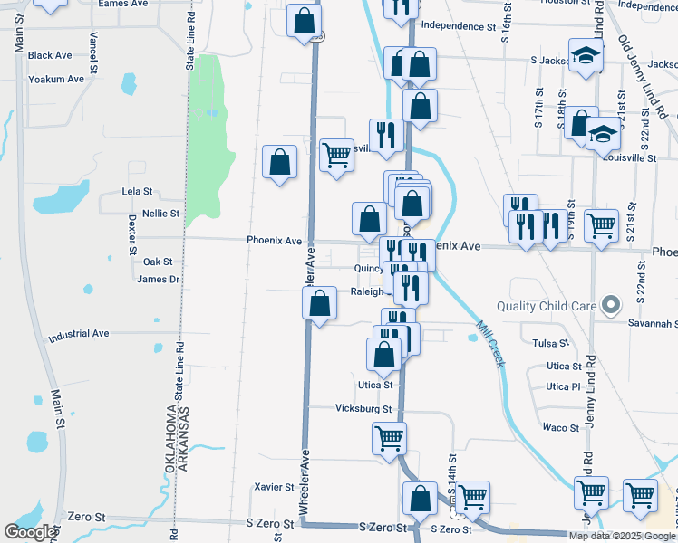 map of restaurants, bars, coffee shops, grocery stores, and more near 800 Phoenix Avenue in Fort Smith