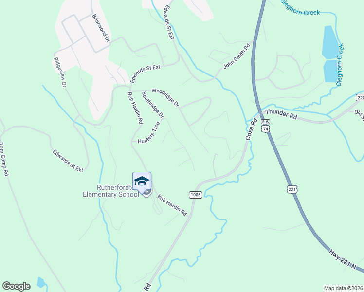 map of restaurants, bars, coffee shops, grocery stores, and more near 255 Hunters Trace in Rutherfordton