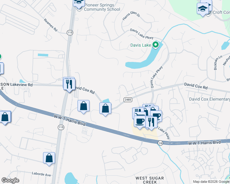 map of restaurants, bars, coffee shops, grocery stores, and more near in Charlotte