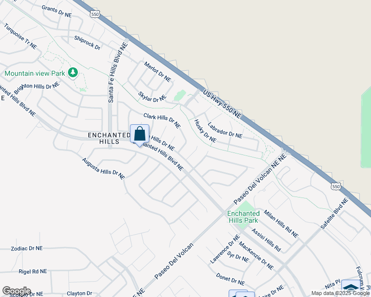 map of restaurants, bars, coffee shops, grocery stores, and more near 7067 Clark Hills Drive Northeast in Rio Rancho