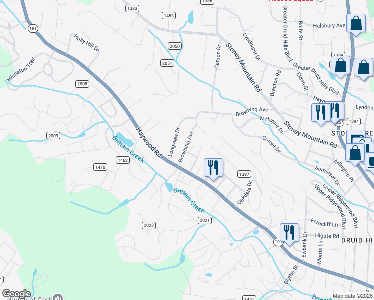 map of restaurants, bars, coffee shops, grocery stores, and more near 532 Norman Street in Hendersonville