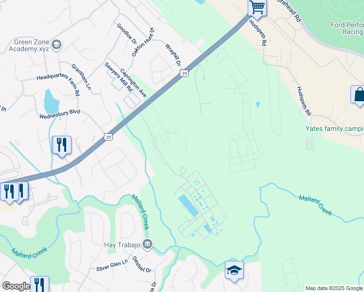 map of restaurants, bars, coffee shops, grocery stores, and more near 12410 U.S. 29 in Charlotte