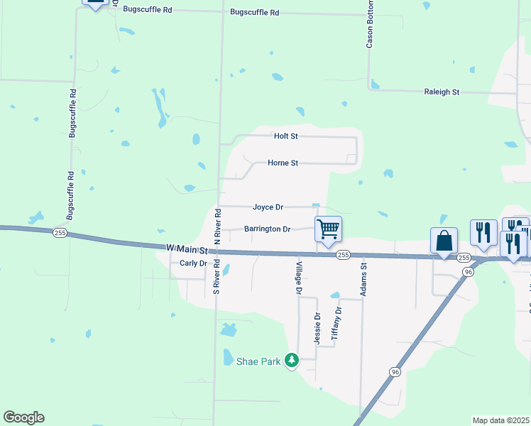 map of restaurants, bars, coffee shops, grocery stores, and more near 2301 Joyce Drive in Lavaca