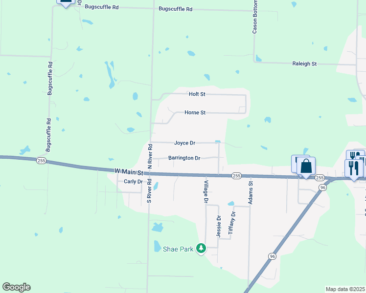 map of restaurants, bars, coffee shops, grocery stores, and more near 2301 Joyce Drive in Lavaca