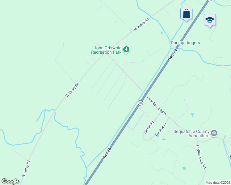 map of restaurants, bars, coffee shops, grocery stores, and more near 264 Galloway Airport Road in Dunlap
