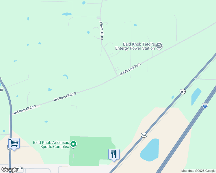 map of restaurants, bars, coffee shops, grocery stores, and more near 262 Old Russell Road South in Bald Knob