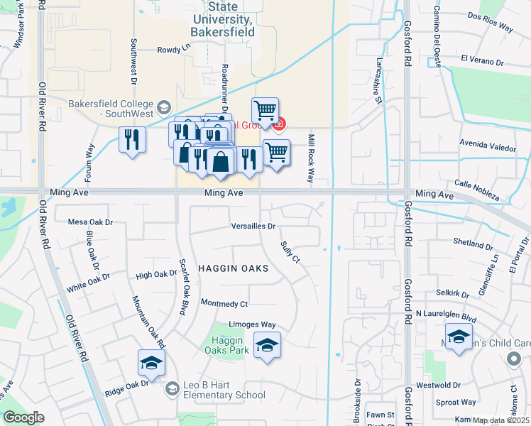 map of restaurants, bars, coffee shops, grocery stores, and more near 1801 Tally in Bakersfield