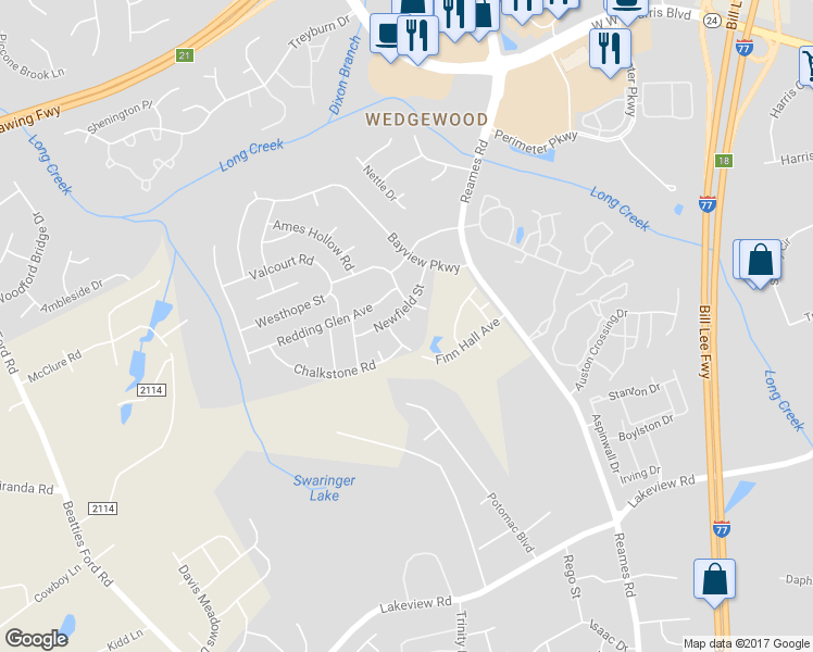 map of restaurants, bars, coffee shops, grocery stores, and more near 9314 Lewisburg Street in Charlotte