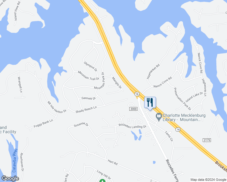 map of restaurants, bars, coffee shops, grocery stores, and more near 2943 Hidden Court in Charlotte