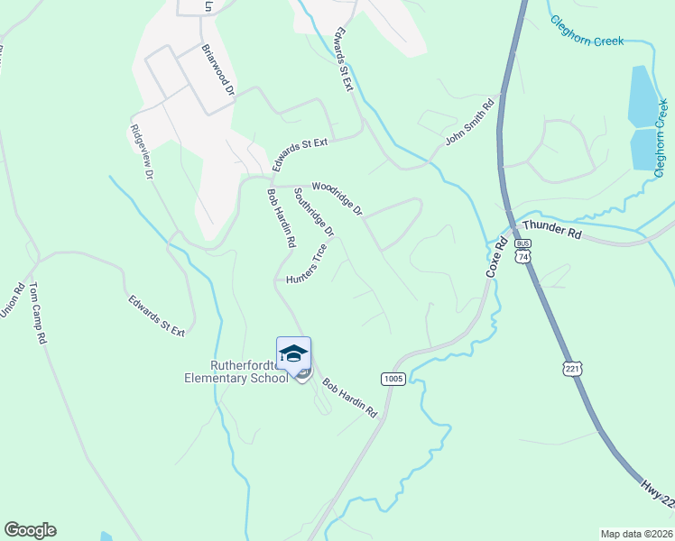 map of restaurants, bars, coffee shops, grocery stores, and more near 255 Hunters Trace in Rutherfordton