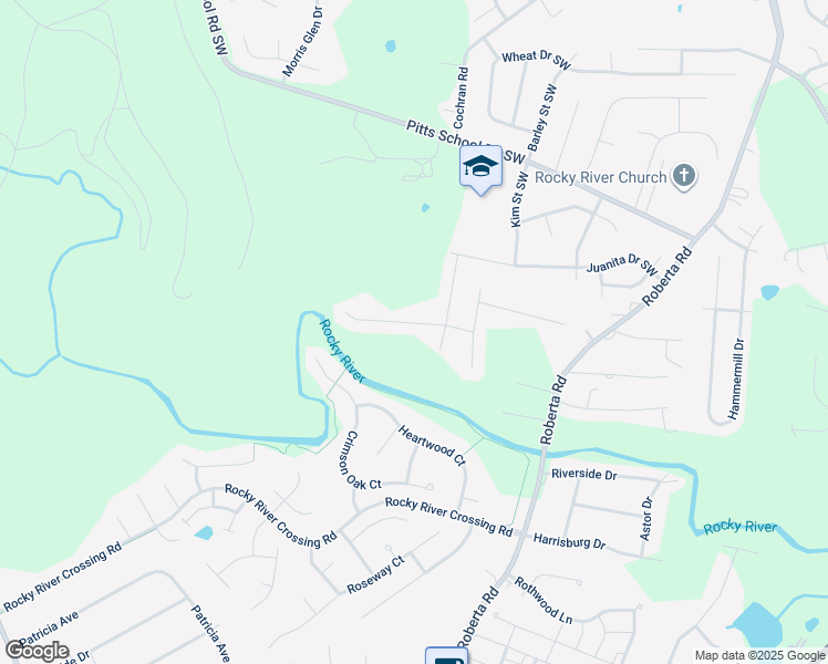 map of restaurants, bars, coffee shops, grocery stores, and more near 712 Yvonne Drive Southwest in Concord