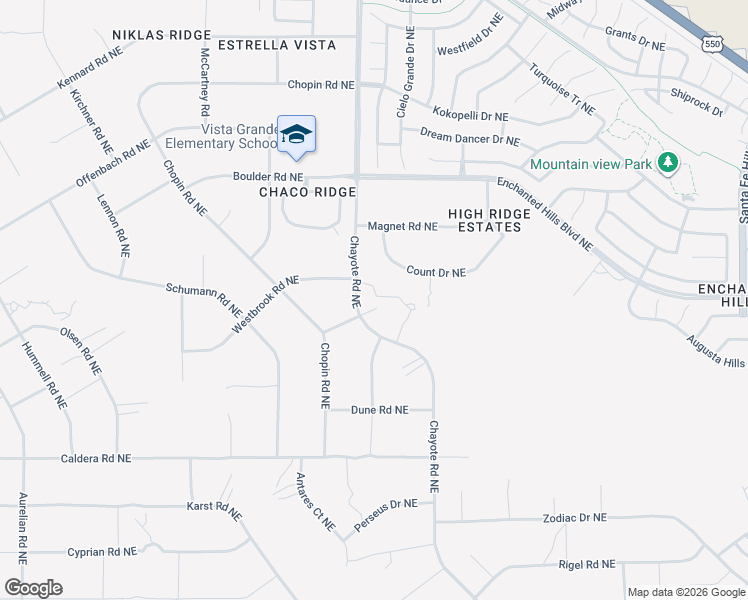 map of restaurants, bars, coffee shops, grocery stores, and more near Maui Court Northeast in Rio Rancho