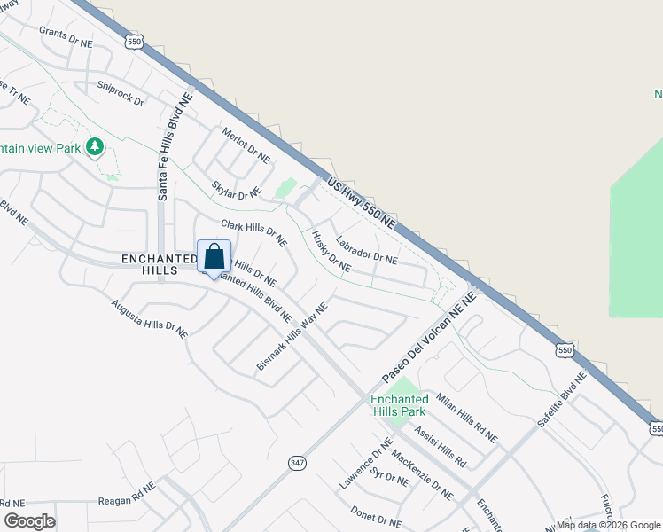 map of restaurants, bars, coffee shops, grocery stores, and more near 7088 Husky Drive Northeast in Rio Rancho