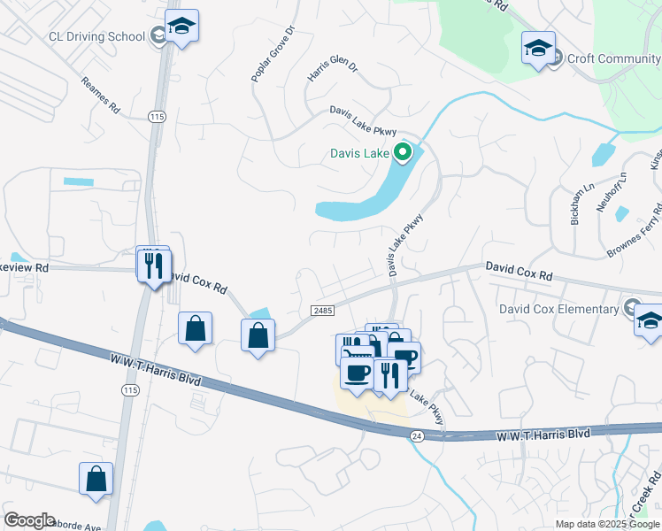 map of restaurants, bars, coffee shops, grocery stores, and more near in Charlotte