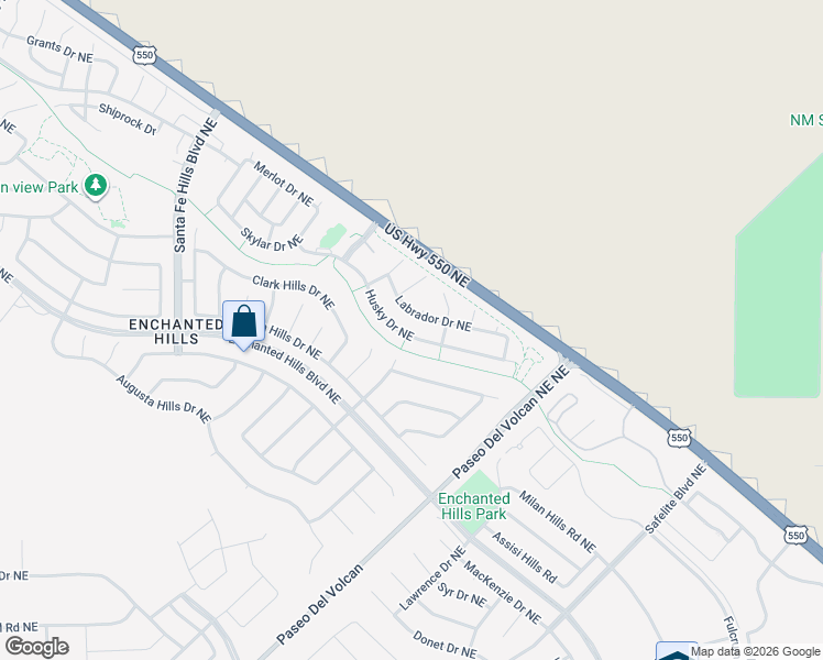 map of restaurants, bars, coffee shops, grocery stores, and more near 7083 Husky Drive Northeast in Rio Rancho