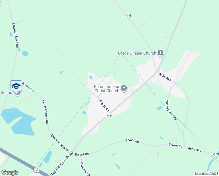 map of restaurants, bars, coffee shops, grocery stores, and more near 110 Edna John Court in Dunn