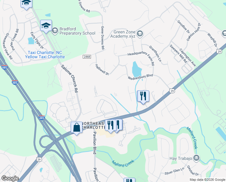 map of restaurants, bars, coffee shops, grocery stores, and more near in Charlotte