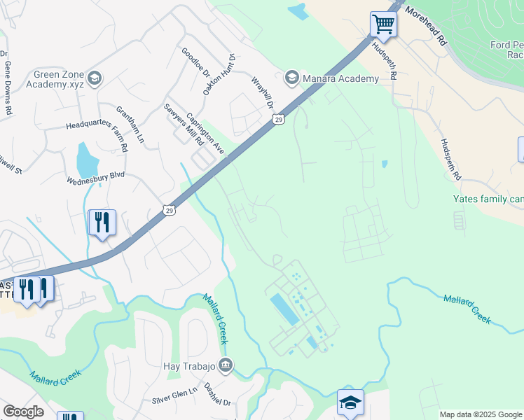 map of restaurants, bars, coffee shops, grocery stores, and more near 11110 Trevi Village Blvd in Charlotte