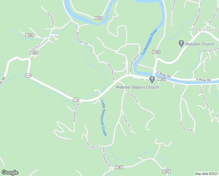 map of restaurants, bars, coffee shops, grocery stores, and more near 2493 Webster Road in Sylva